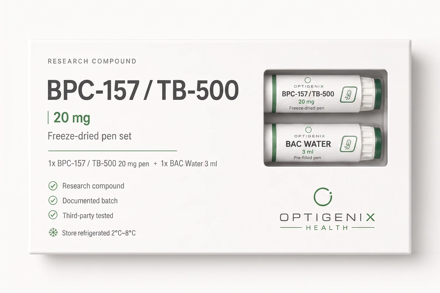 BPC-157 and TB-500 20mg freeze-dried pen set packaging