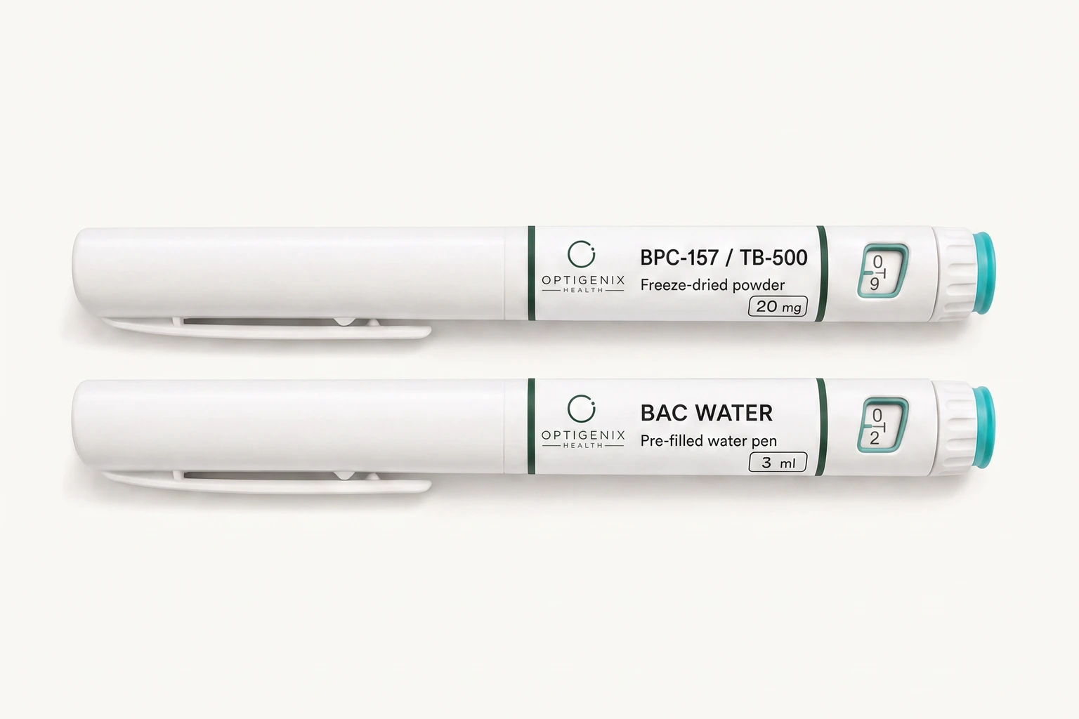 BPC-157 and TB-500 20mg freeze-dried pen and BAC water pen