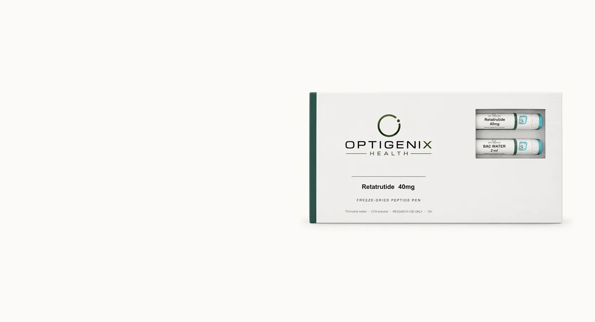 Optigenix Retatrutide 40mg freeze-dried peptide pen box
